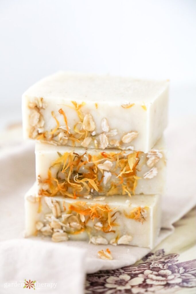 stack of oatmeal soap