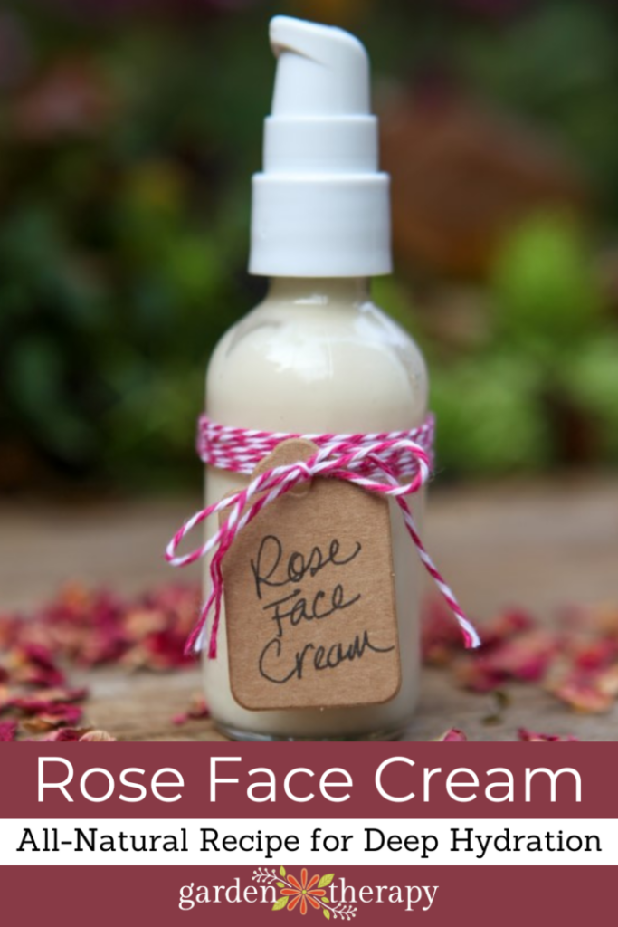 Pin image for an all-natural rose face cream recipe.