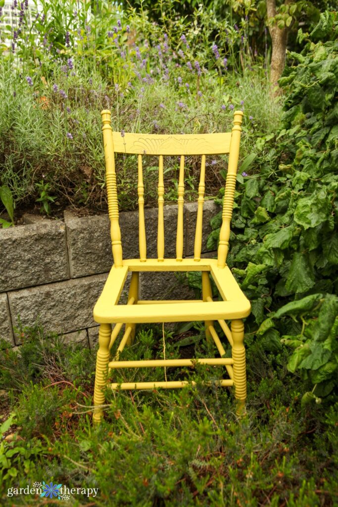 finished yellow peony support chair outside