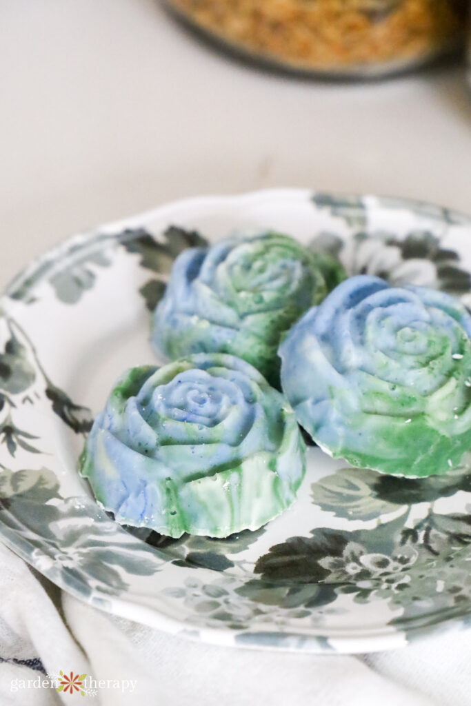 rose soaps on a plate