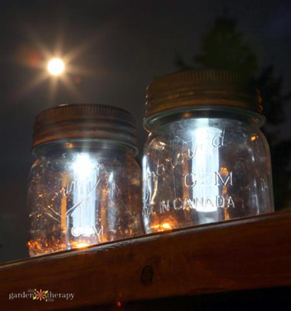 Mason Jar Solar Lights and Full Moon