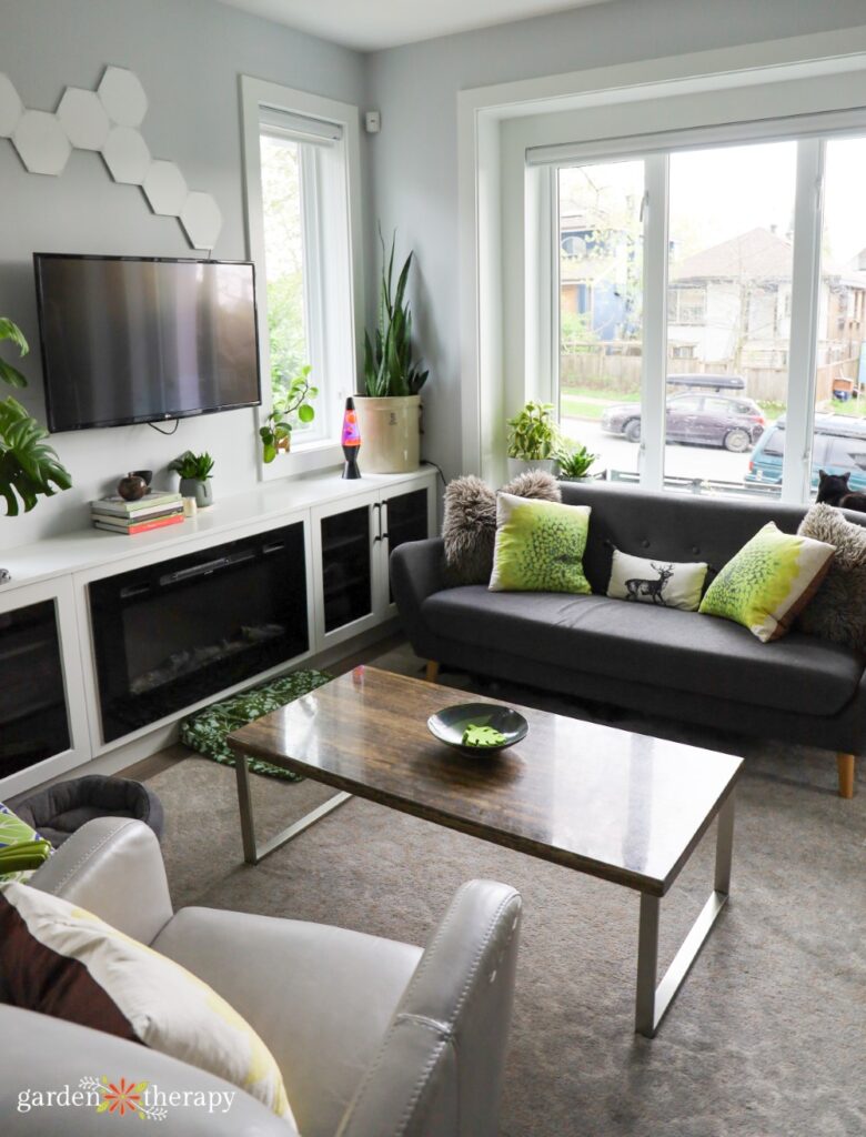 living room with lots of light and plants