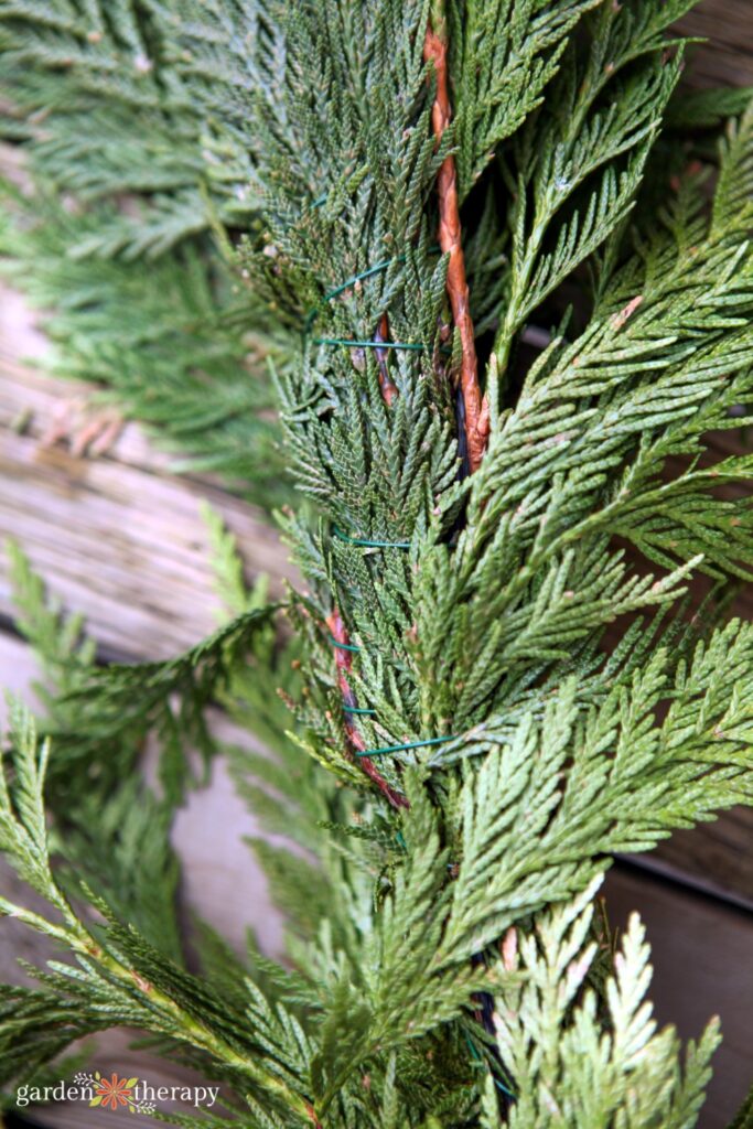 Christmas garland with cedar