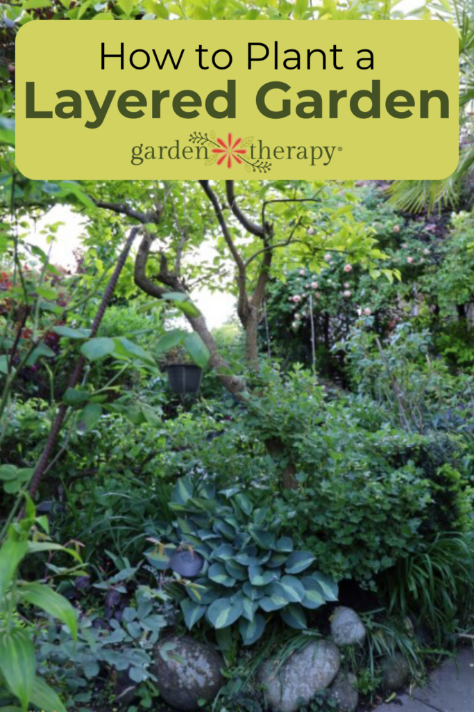 Pin image for how to maximize your space and plant a layered edible garden