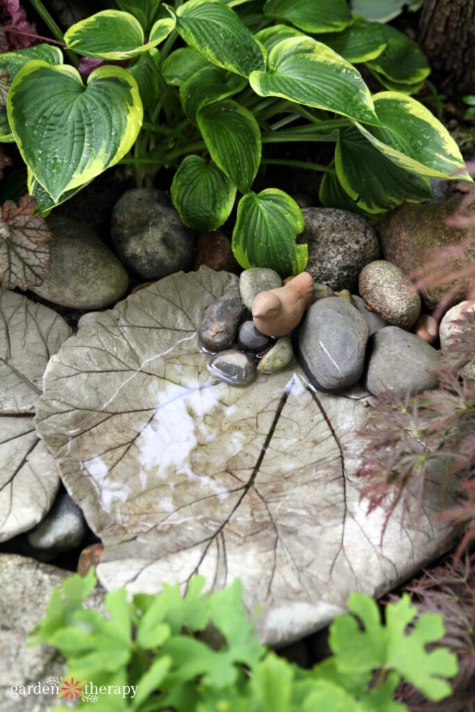 Leaf bird bath