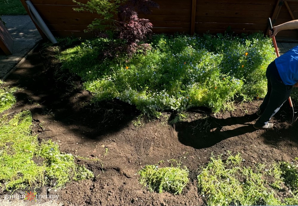 shaping a dry river bed