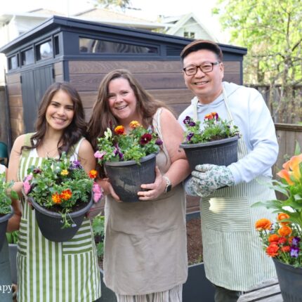 stephanie with friends at planting party