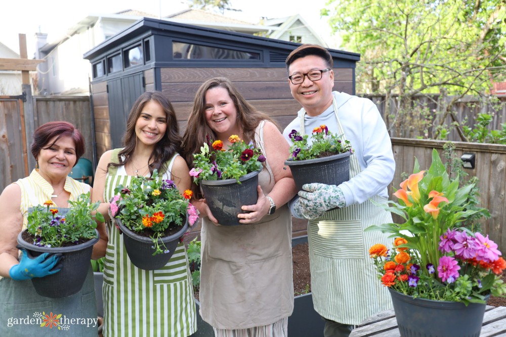 stephanie with friends at planting party