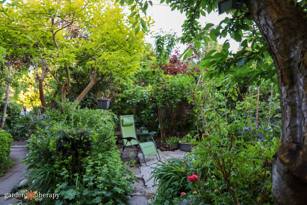 sitting area amidst a wildscape
