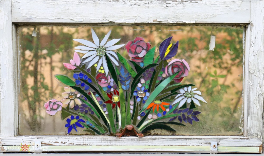 flower stained glass art piece