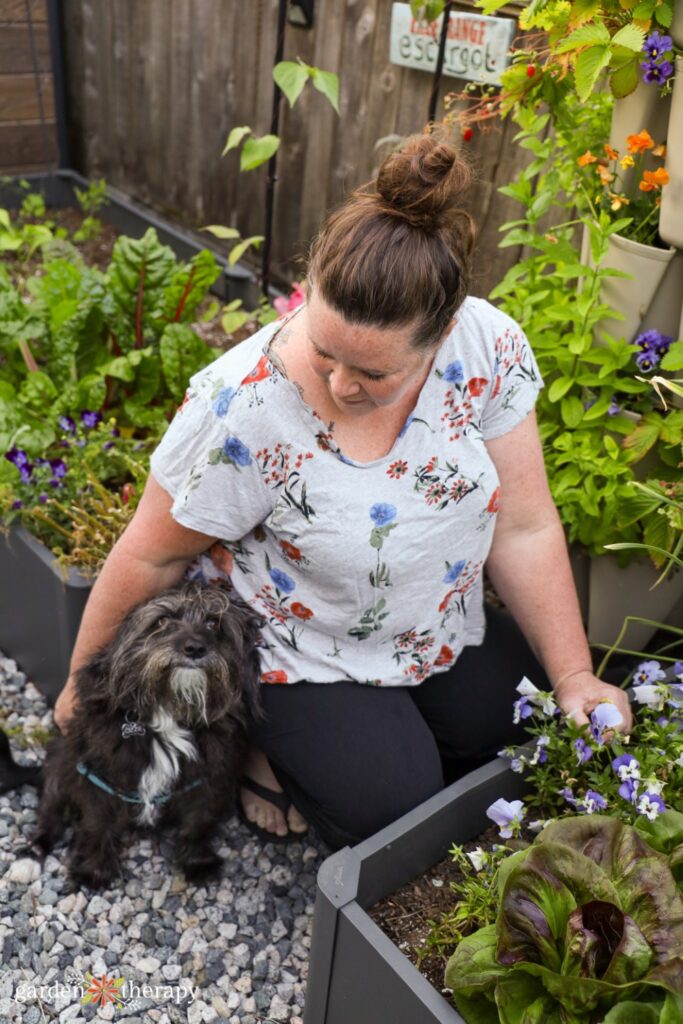 Stephanie and Ozzie gardening